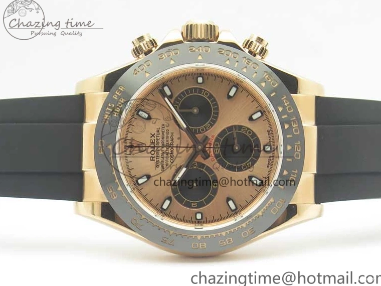 On Daytona Gold Black Super Clone Best Dial 116515 Edition 1:1 Rubber A4130 Strap Rose V2 ARF 1229